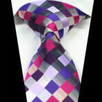 Silk Neck Tie // Pink + Purple Squares