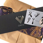 Silk Neck Tie // Black + Gold + Purple Paisley