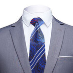 Silk Neck Tie // Blue Paisley with Stripes