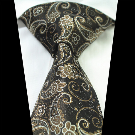 Silk Neck Tie // Brown + Gold Paisley
