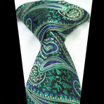 Silk Neck Tie // Metallic Green Paisley