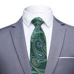 Silk Neck Tie // Metallic Green Paisley