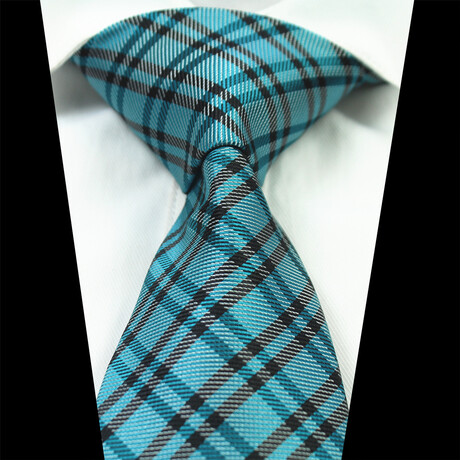 Silk Neck Tie // Teal + Black Check