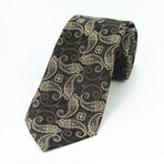 Silk Neck Tie // Brown + Gold Paisley
