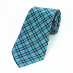 Silk Neck Tie // Teal + Black Check