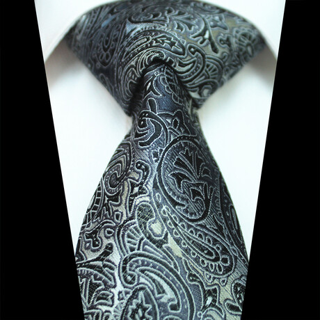 Silk Neck Tie // Black Paisley