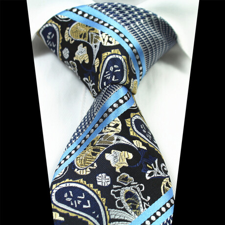 Silk Neck Tie // Turquoise + Blue Floral