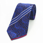 Silk Neck Tie // Blue Paisley with Stripes