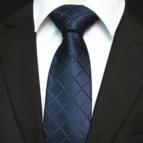 Silk Neck Tie // Solid Blue Check