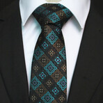 Silk Neck Tie // Turquoise + Brown Floral