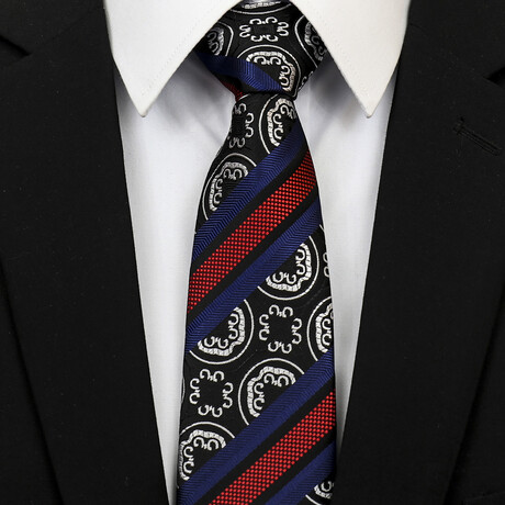 Silk Neck Tie // Blue + Red Floral