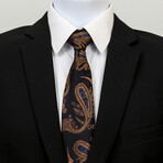 Silk Neck Tie // Black + Gold + Purple Paisley