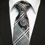 Silk Neck Tie // Black + White Paisley