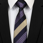 Silk Neck Tie // Purple + Champagne Lines