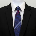 Silk Neck Tie // Blue Paisley with Stripes