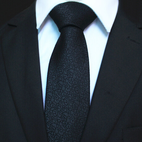 Silk Neck Tie // Black Print