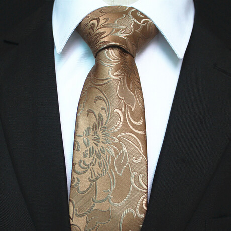 Silk Neck Tie // Gold Floral