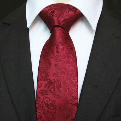 Silk Neck Tie // Burgundy Paisley
