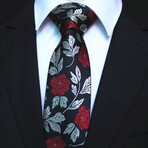 Silk Neck Tie // Black + Red Floral