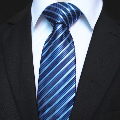 Silk Neck Tie // Two-Toned Blue Lines