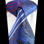 Silk Neck Tie // Blue Paisley with Stripes