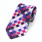 Silk Neck Tie // Pink + Purple Squares