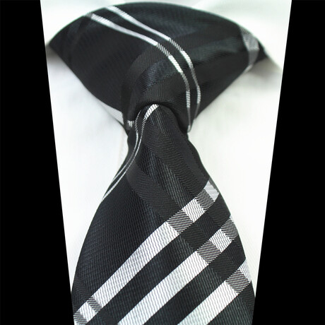 Silk Neck Tie // Black + White Lines