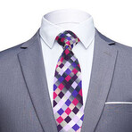 Silk Neck Tie // Pink + Purple Squares