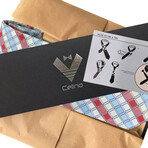 Silk Neck Tie // Turquoise + Red + White Squares