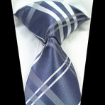 Silk Neck Tie // Blue + Gray with White Lines