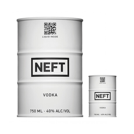 Neft Vodka White Barrel Oil Can 750 ml + 100 ml // Set of 2