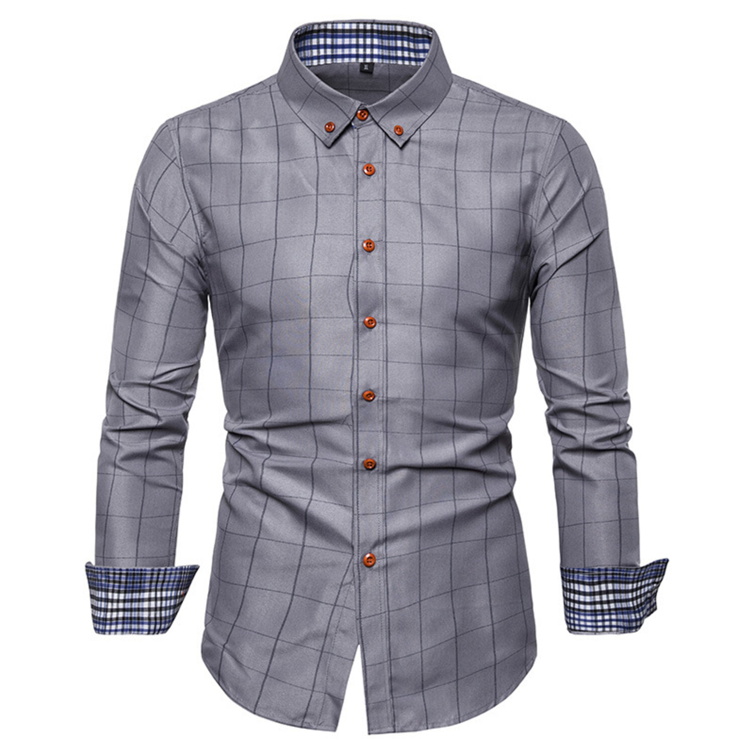 Grid Long Sleeve Button Down Shirt // Gray (XS) - Vico Moretti Button ...