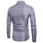 Grid Long Sleeve Button Down Shirt // Gray + Blue (XL)