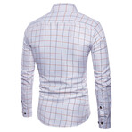 Grid Long Sleeve Button Down Shirt // White (S)