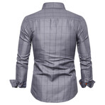 Grid Long Sleeve Button Down Shirt // Gray (M)