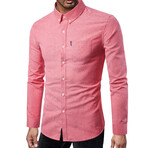 Solid Long Sleeve Button Down Shirt // Pale Pink (M)
