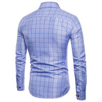 Grid Long Sleeve Button Down Shirt // Light Blue (L)