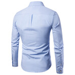 Solid Long Sleeve Button Down Shirt // Sky Blue (3XL)
