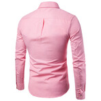 Solid Long Sleeve Button Down Shirt // Pink (L)