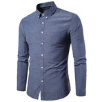 Solid Long Sleeve Button Down Shirt // Gray (2XL)