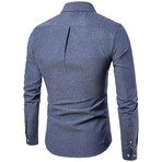 Solid Long Sleeve Button Down Shirt // Gray (3XL)
