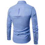Solid Long Sleeve Button Down Shirt // Blue (XL)