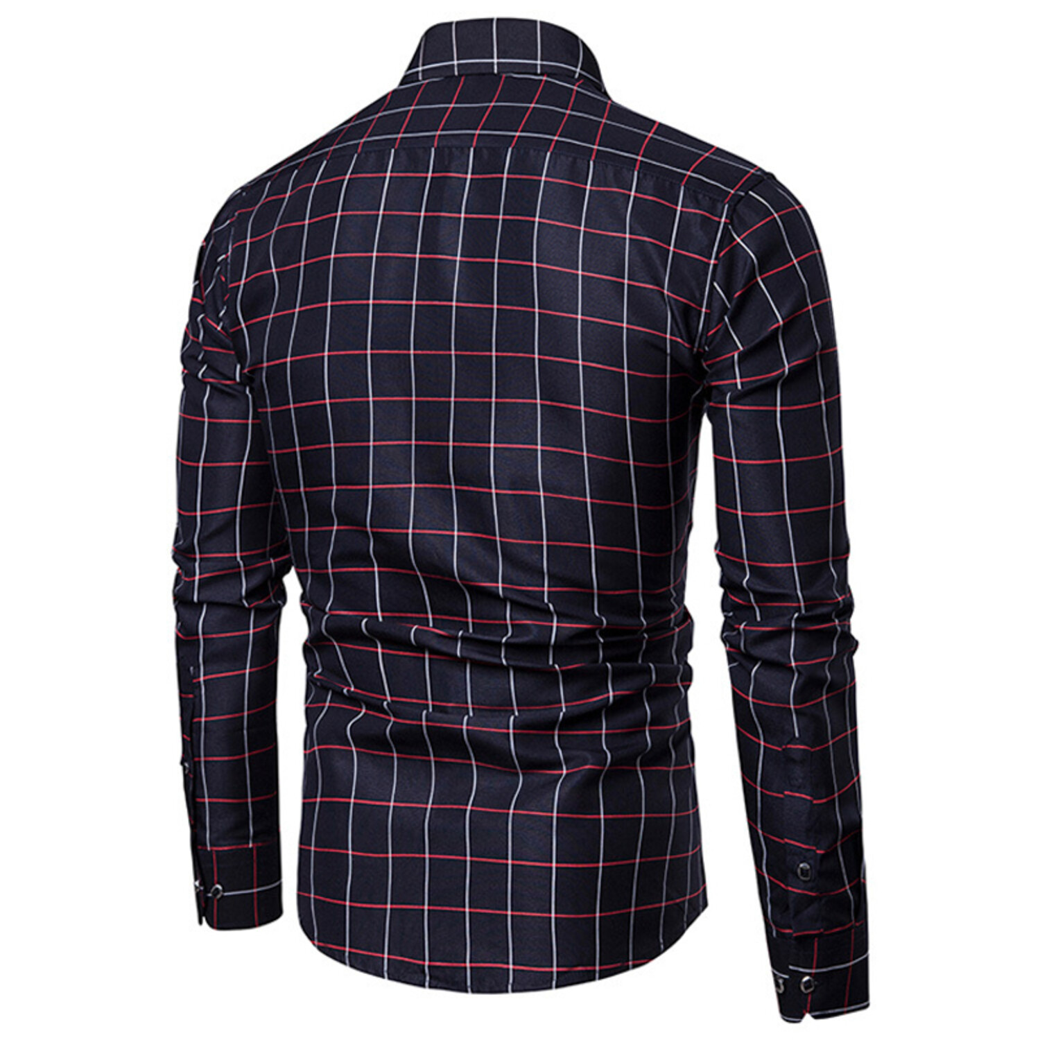 Grid Long Sleeve Button Down Shirt // Navy Blue + Red (XS) - Vico ...
