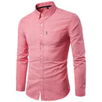 Solid Long Sleeve Button Down Shirt // Pale Pink (S)