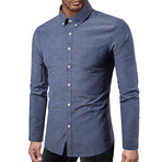 Solid Long Sleeve Button Down Shirt // Gray (2XL)