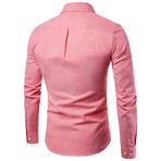 Solid Long Sleeve Button Down Shirt // Pale Pink (M)