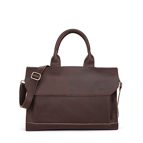 Lamier Leather Laptop Bag // Coffee