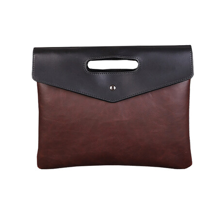 Cayman Leather Envelope Clutch // Coffee