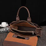Lamier Leather Laptop Bag // Coffee