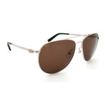 Men's // Ferragamo SF157S 045 Square Sunglasses // Silver + Brown Lense